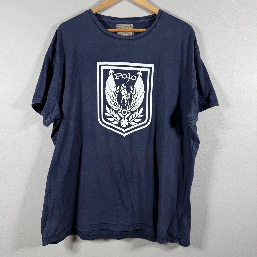 Polo Ralph Lauren Crest Shield Graphic T-Shirt Navy Blue XL